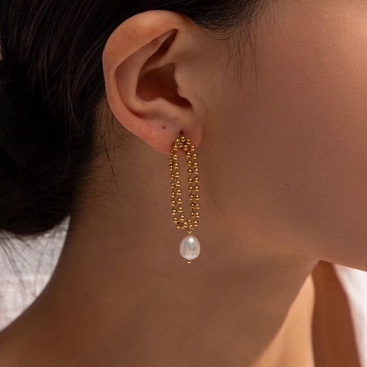 Pearl Pendant Tassel Earrings