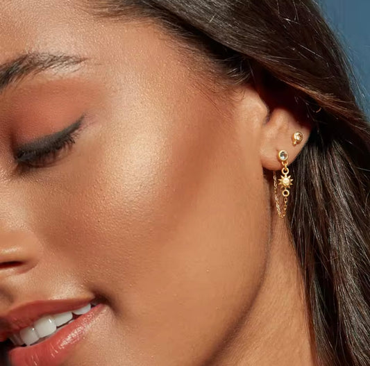 Star and Moon Pendant Earrings