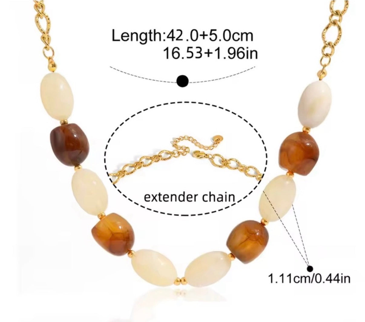Amber Stained Resin Beaded Necklace