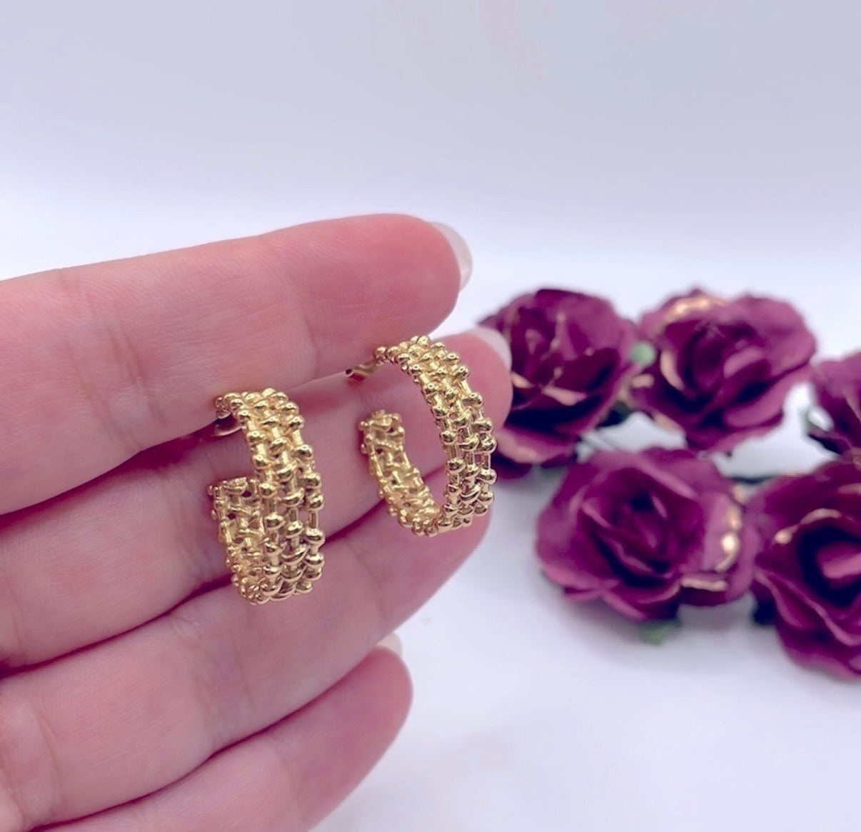 Medium Braided C-Shape Hoop Earrings
