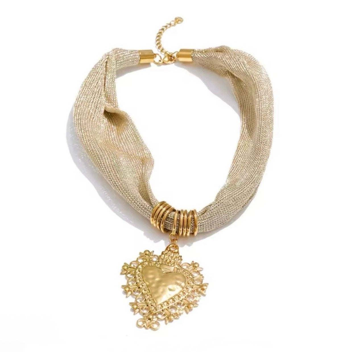 Cloth Chain Heart Pendant Necklace