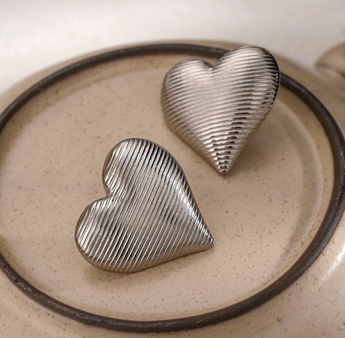 Bianca Sleek Texture Heart Earrings