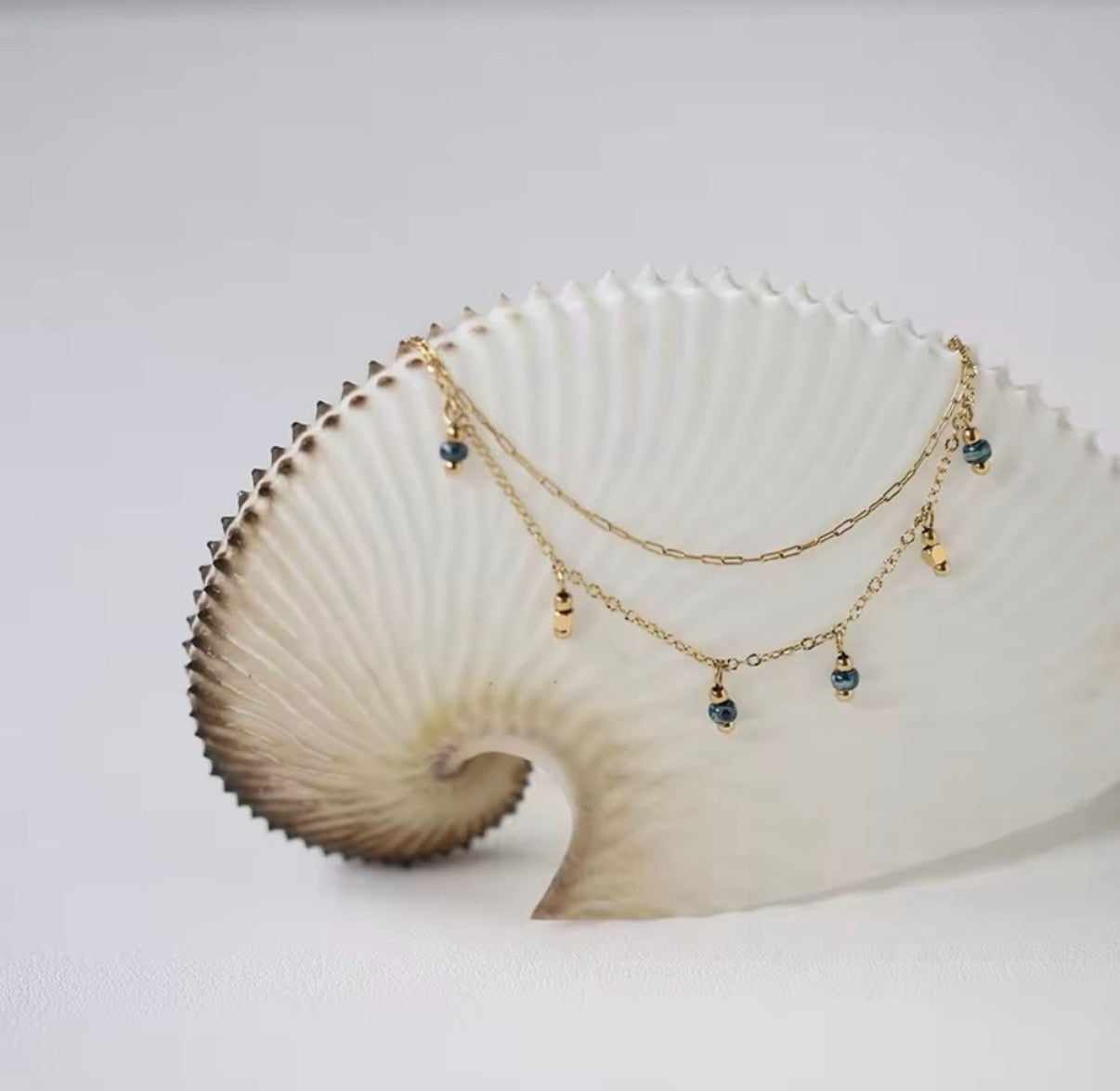 Delicate Shiny Colored Stone
Tassel Chain Necklace