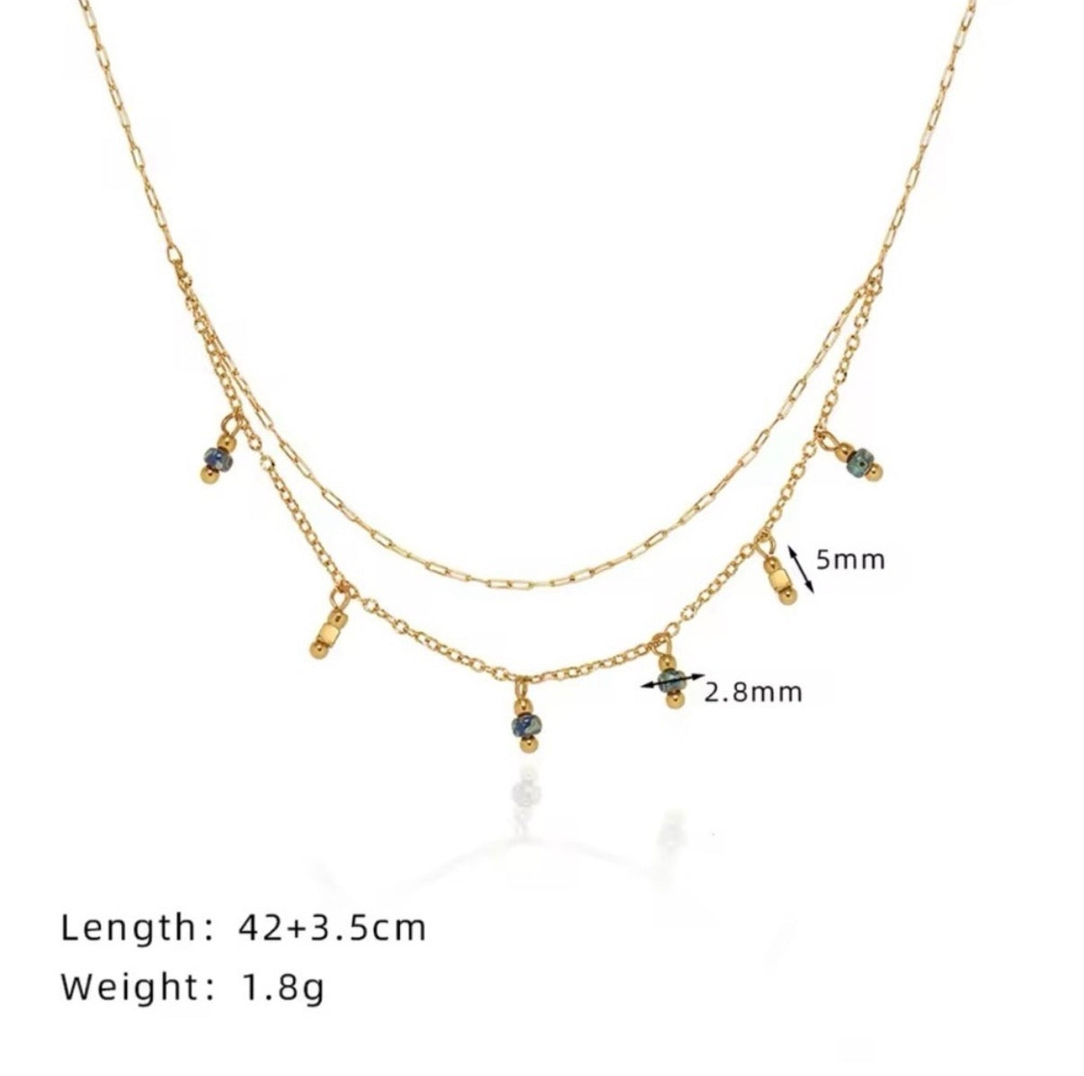 Delicate Shiny Colored Stone
Tassel Chain Necklace