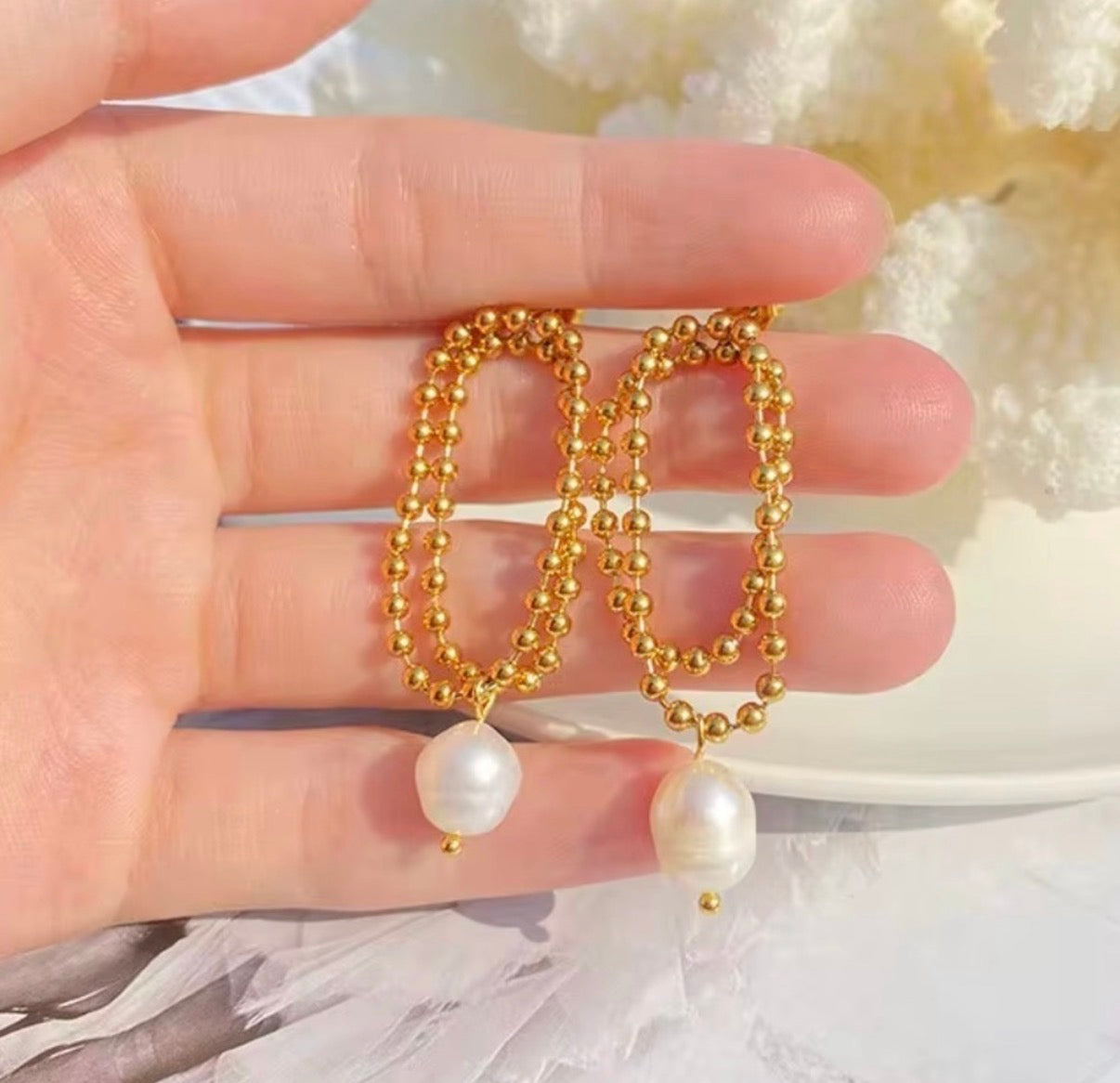 Pearl Pendant Tassel Earrings