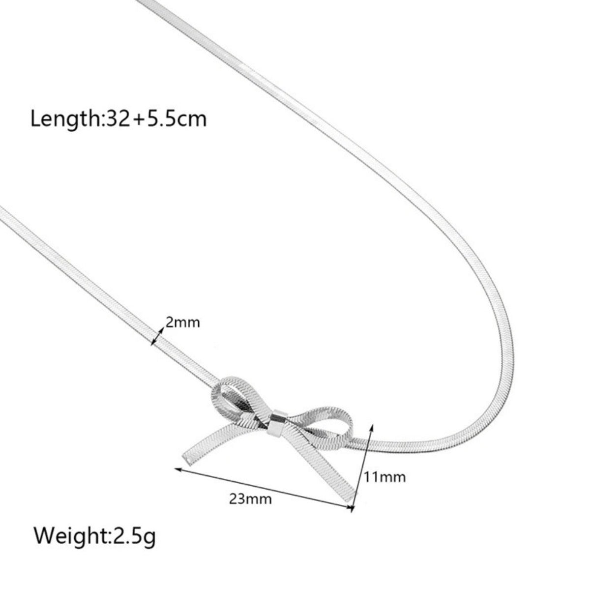 Silver Bow Collarbone
Snake Bone Chain Necklace