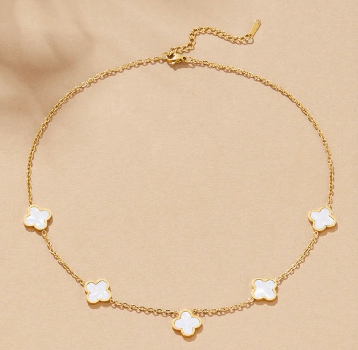 Four-Leaf White Clover Necklace