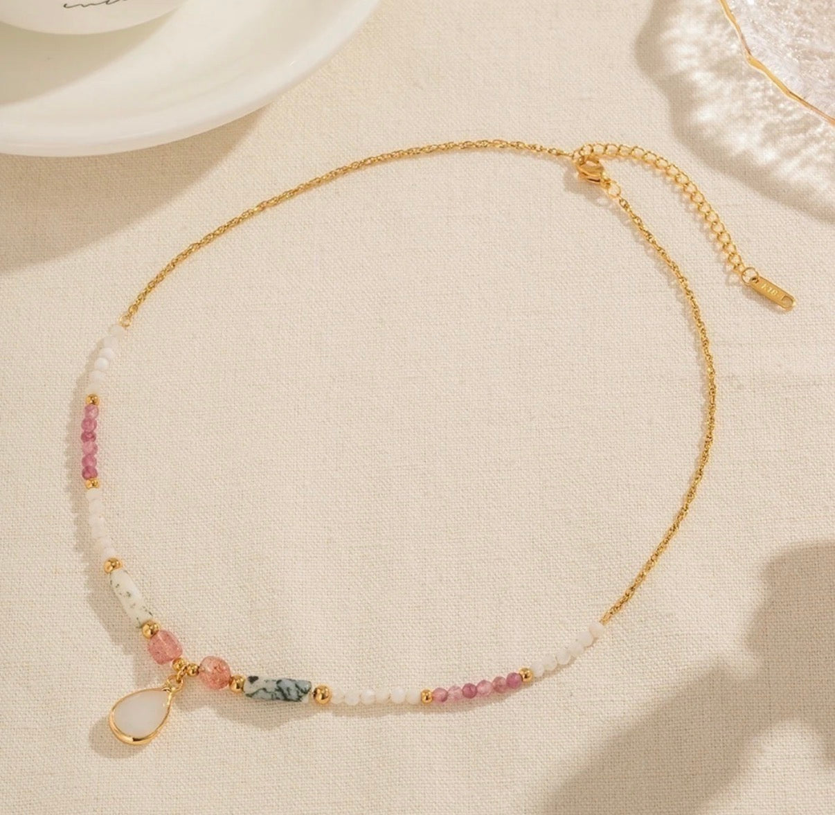 Bead Gemstone White Necklace