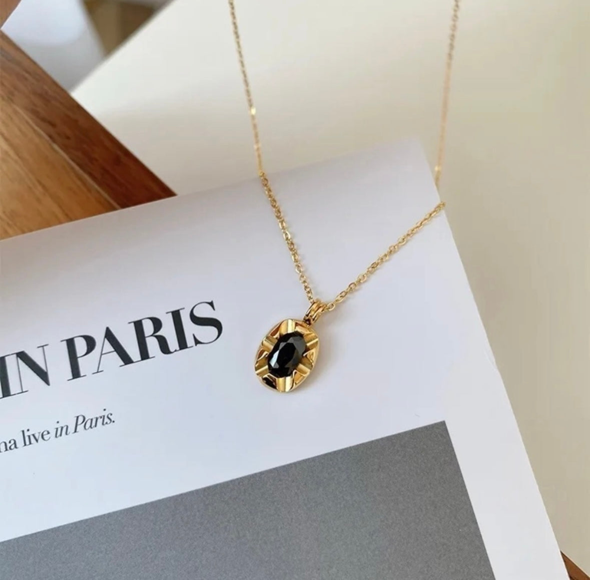 Black Zirconia Pendant Necklace