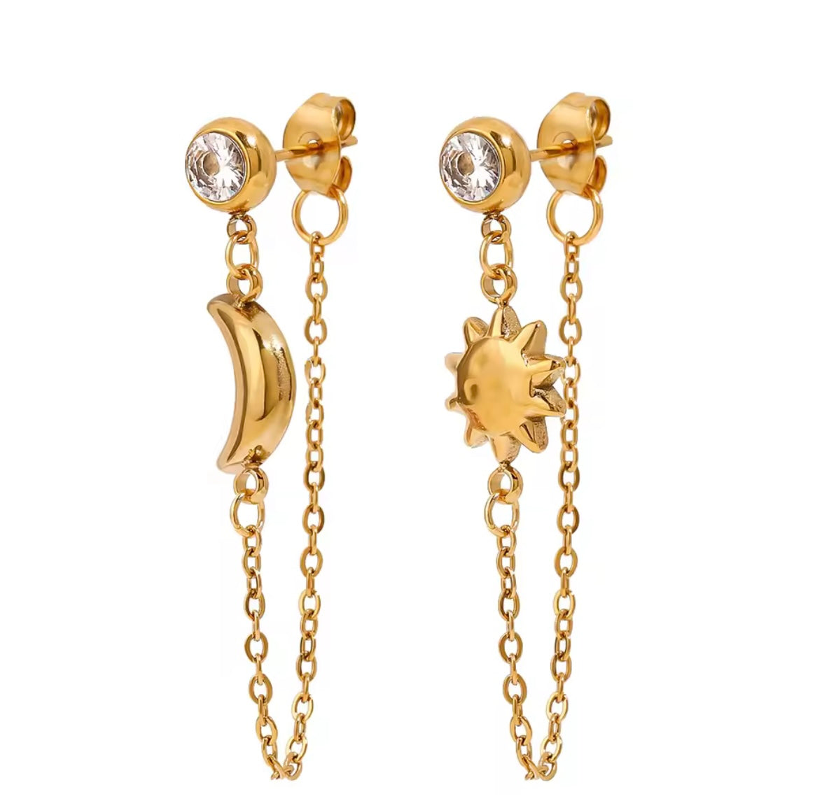 Star and Moon Pendant Earrings