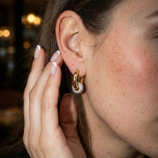 Double Hoop Zircon Earrings