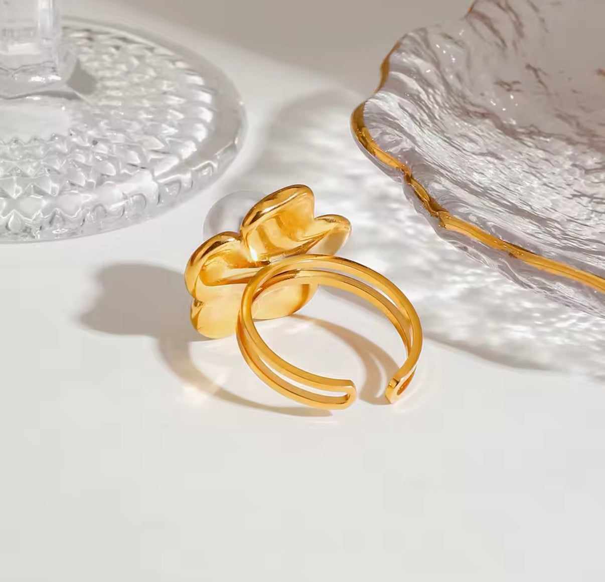Pearl Flower Open Ring