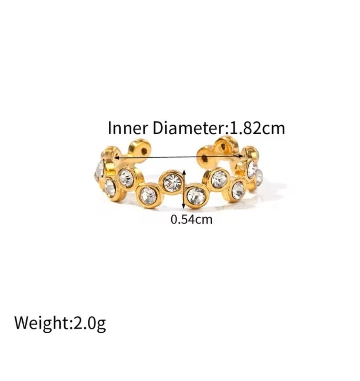 White Zirconia Staggered Open Ring