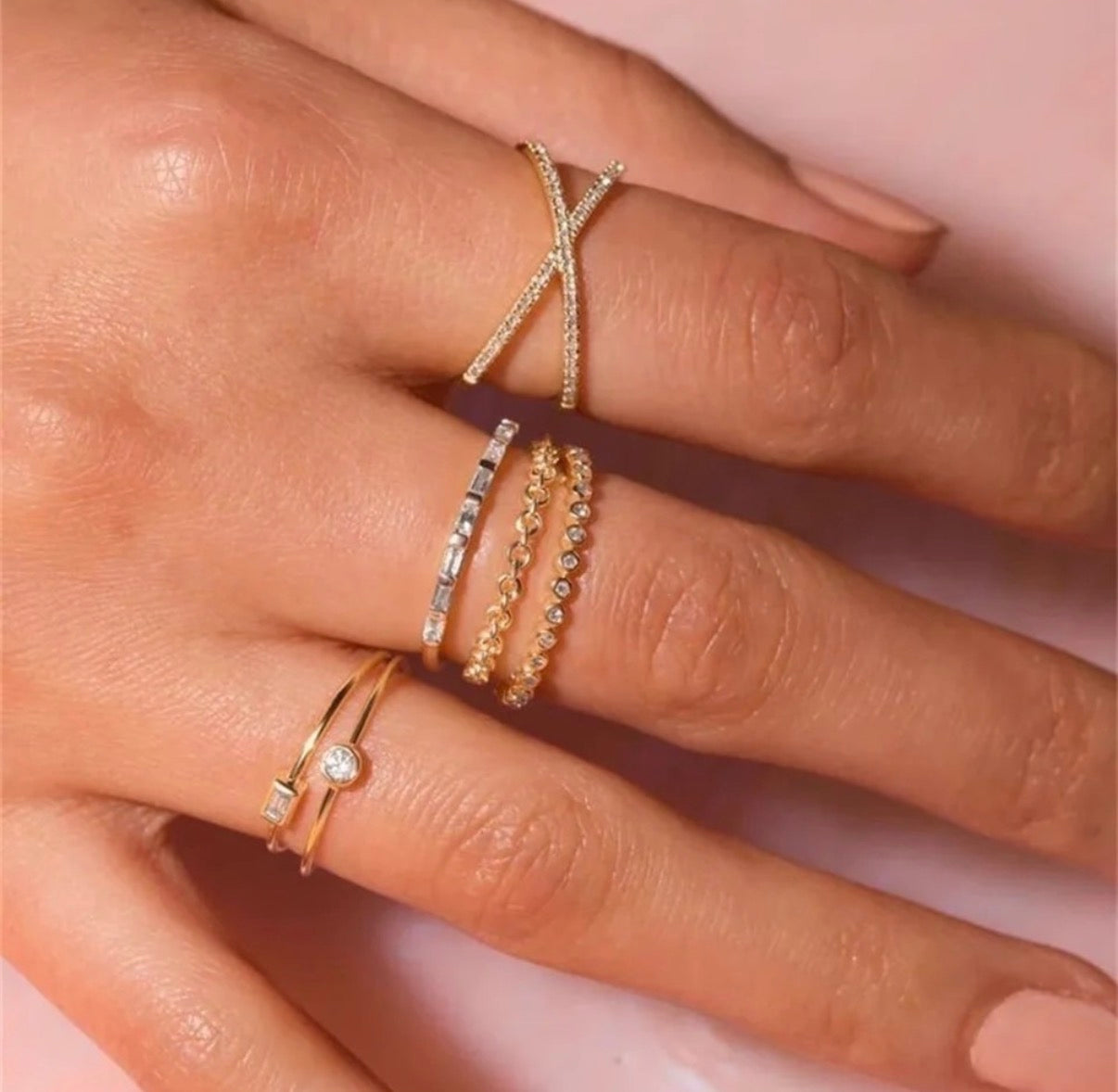 Cubic Zirconia Pave X Ring