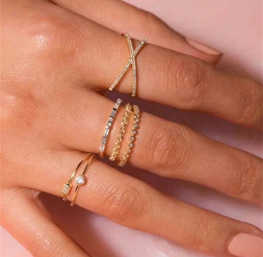 Cubic Zirconia Pave X Ring