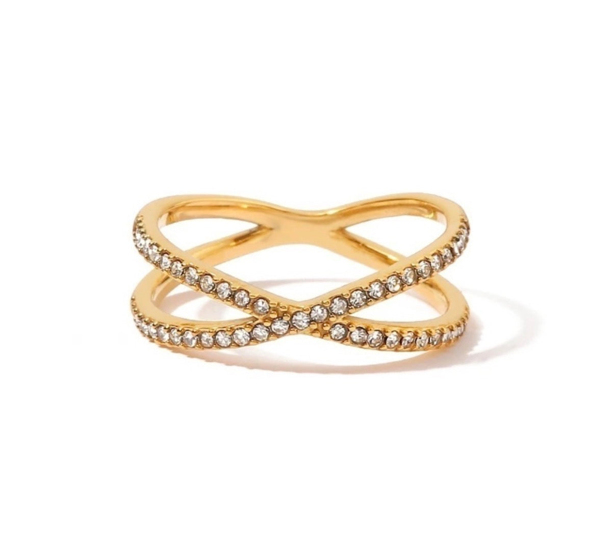 Cubic Zirconia Pave X Ring