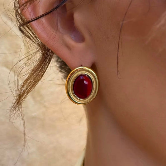 Red Natural Stone Earrings