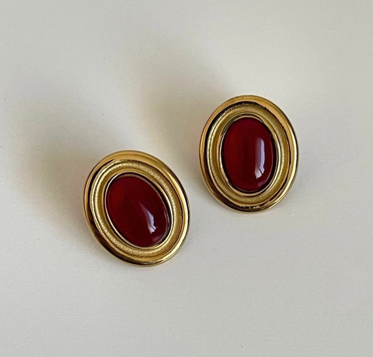 Red Natural Stone Earrings
