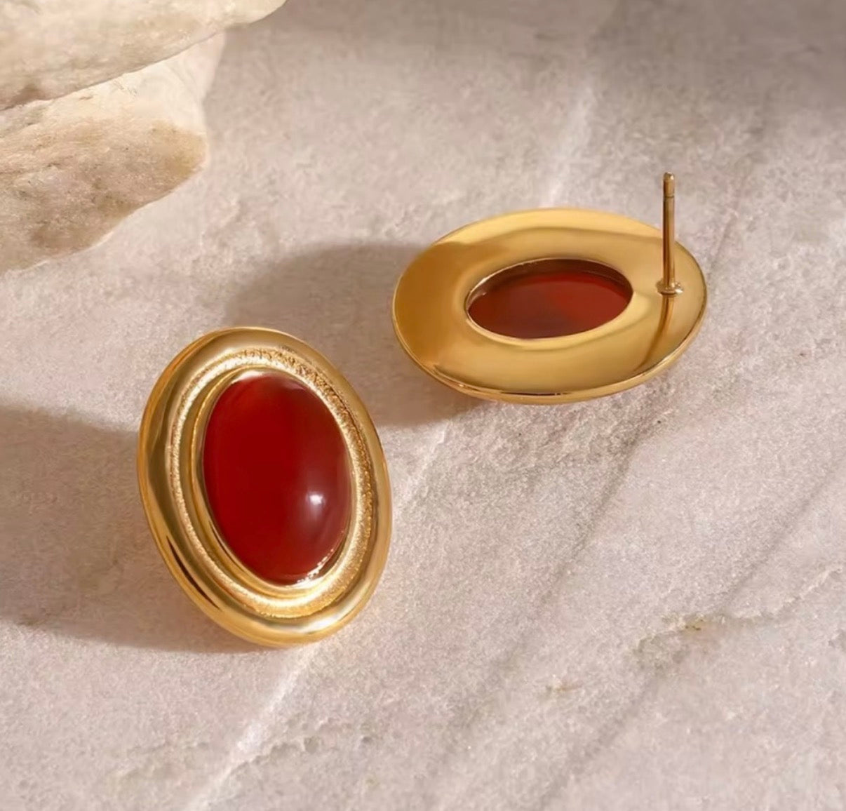 Red Natural Stone Earrings