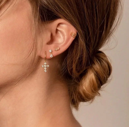 Cross Pendant Hoop Earrings