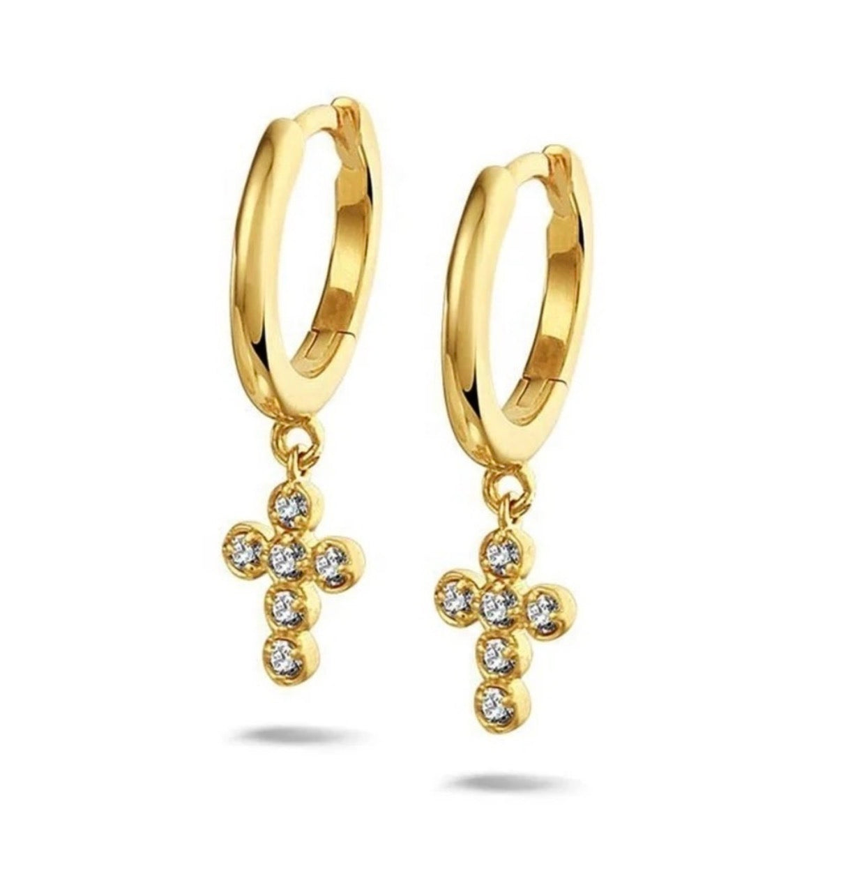 Cross Pendant Hoop Earrings