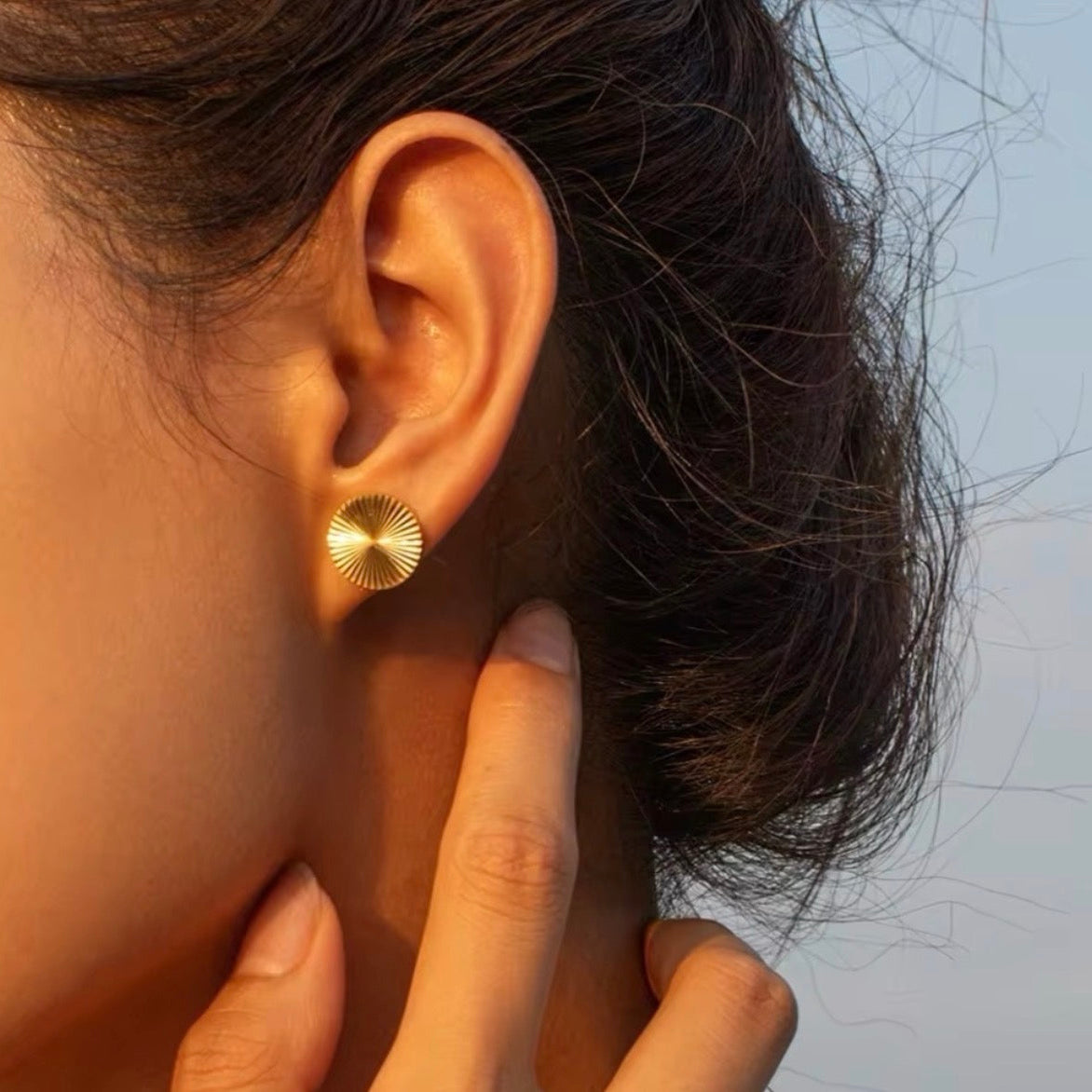 Sunburst Shaped Stud Earrings