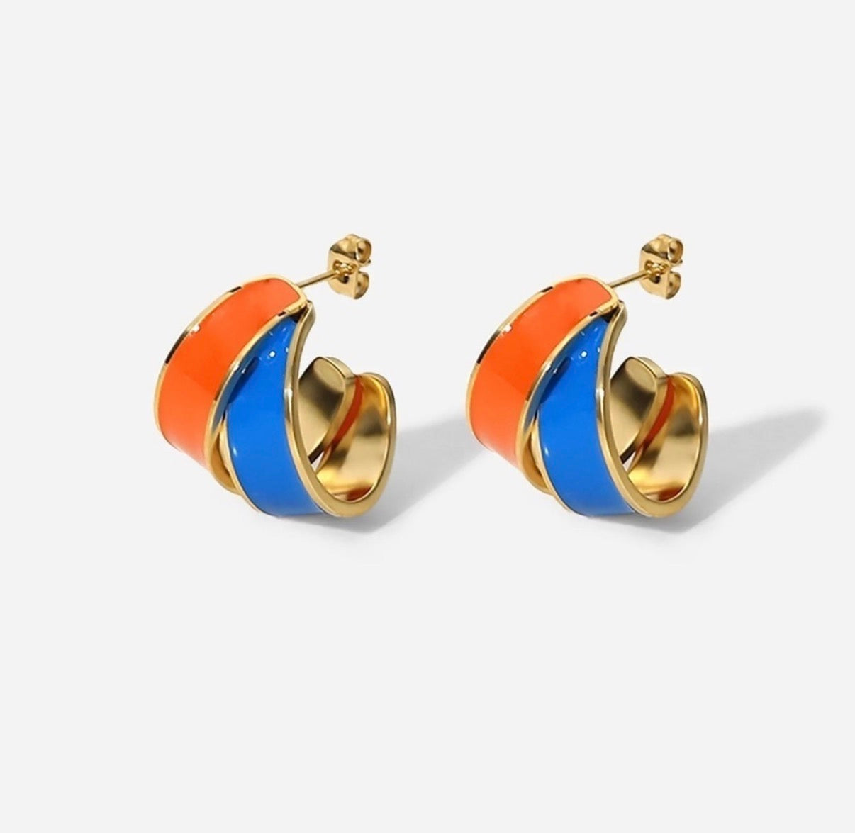 Colorful Glazed Hoop Earrings