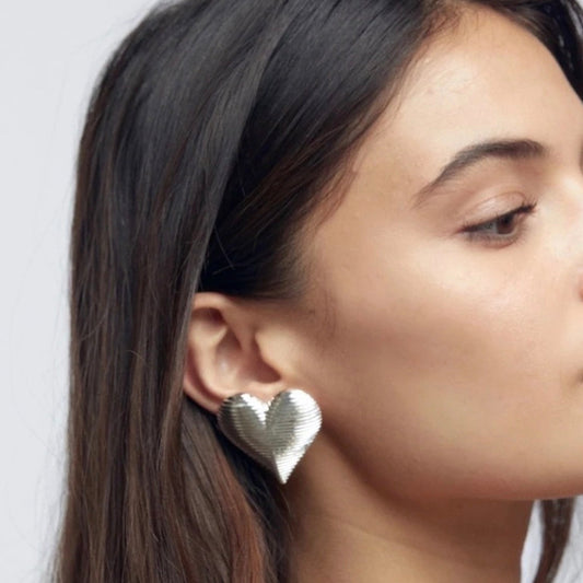 Bianca Sleek Texture Heart Earrings