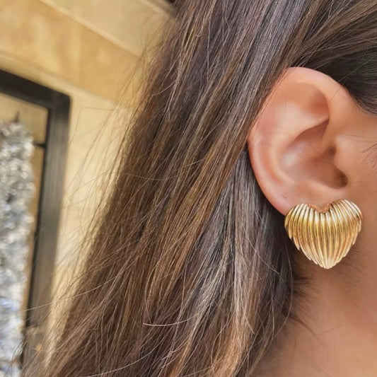 Texture Heart Stud Earrings